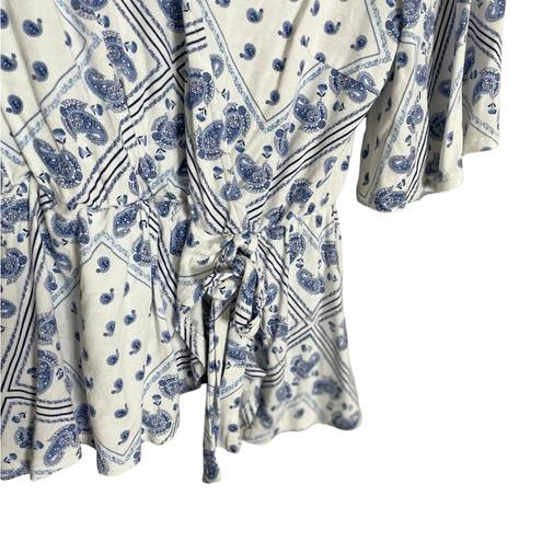 Blue Rain Francesca’s  Paisley Boho V Neck Blouse XXS