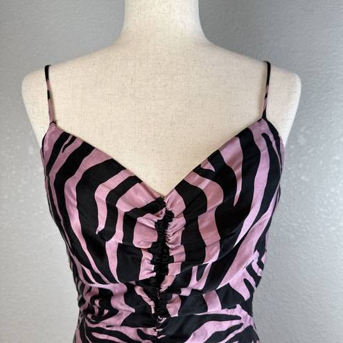 Betsey Johnson Vintage  Wiggle Bodycon Dress Size 10 Pink Black Animal Print Silk