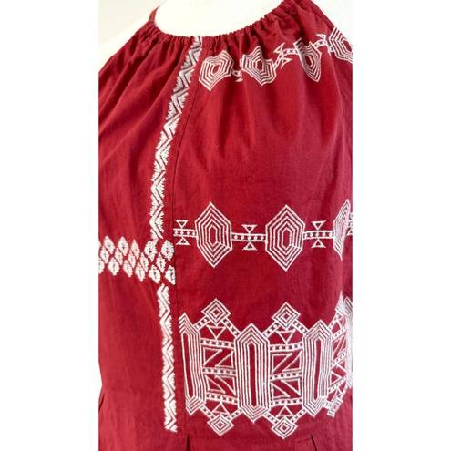 Joie  High Neck Geometric Embroidered Halter Peplum Tank Top Size M