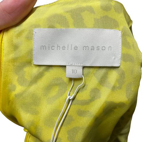 Michelle Mason  Strappy Mini Dress Neon Yellow Leopard Print Size 10