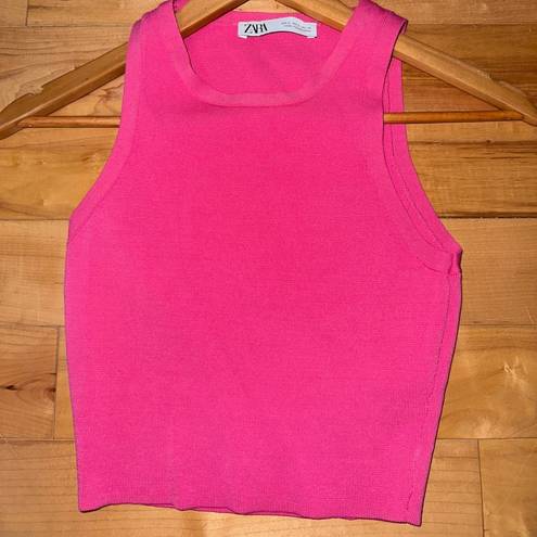 ZARA - Pink High Neck Crop Top