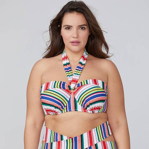 Cacique Swim  Lane Bryant Plus Size Convertible Striped Bikini Top - Size 46DD