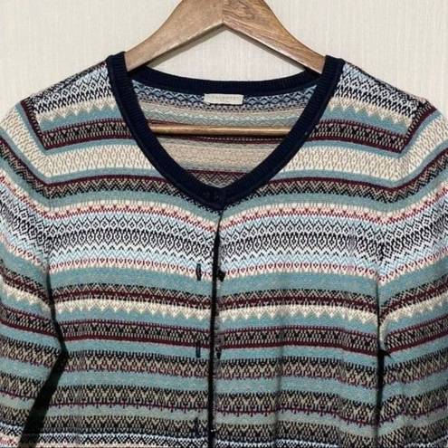 Talbots  Cardigan Button Up Long Sleeve Multiple Color Striped Sweater Medium