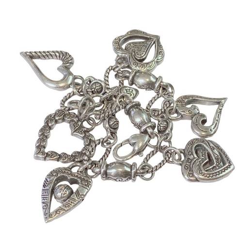 Brighton Vintage  "L'amore" Coll Multi 6 Hearts silver tone bracelet