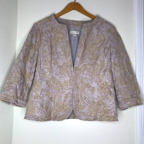 Coldwater Creek  linen blend paisley embroidered blazer jacket size 14 new!