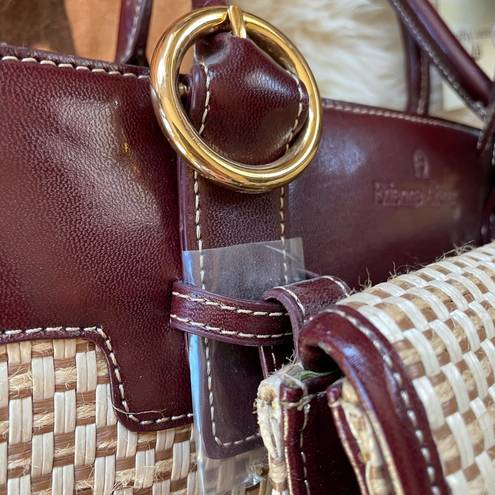 Etienne Aigner Deadstock vintage  wicker straw collection multi-way leather