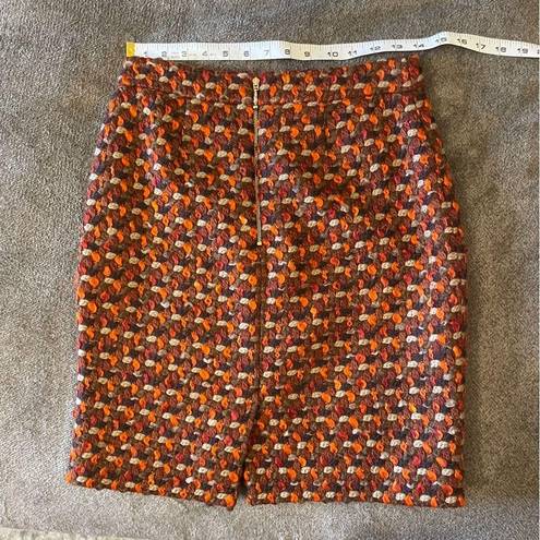 Kate Spade  Autumnal Chunky Tweed Woven Wool Pencil Mini Skirt Size 2