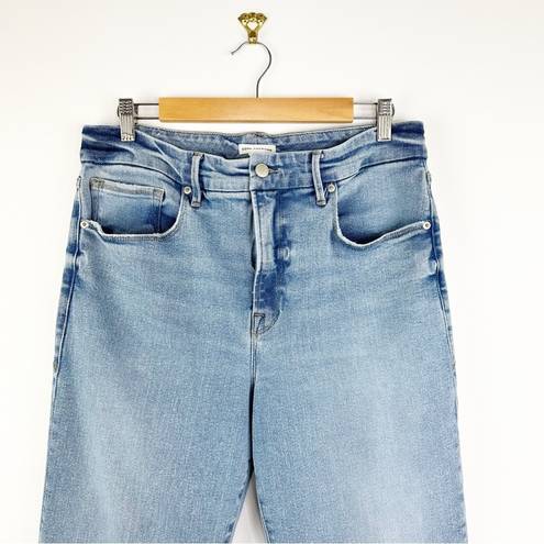 Good American  Good Boy Straight Leg Split Hem Jeans High Waist Blue Size 14/32