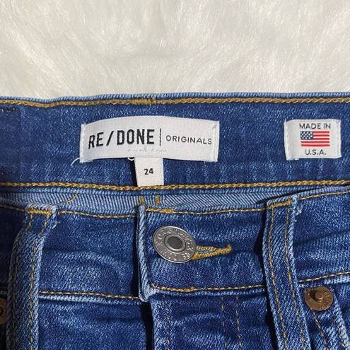 RE/DONE REDONE Womens Jeans High Rise Ankle Crop Stretch Denim Button Fly Skinny Size 24