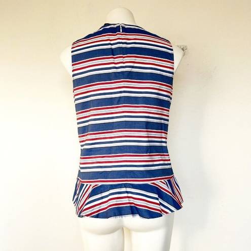 Tommy Hilfiger  Peplum Top SMALL red Blue nautical Striped Sleeveless