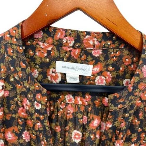 Treasure & Bond  Floral Print Long Sleeve Blouse Top