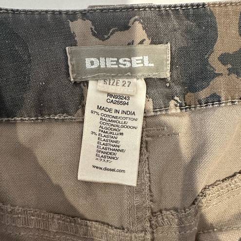 Diesel  Khaki Gray Black Camo Camouflage Print Twill Utility Pencil Skirt Size 27