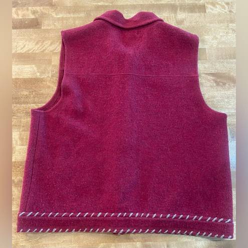 Woolrich  Vintage 100% Wool Red Collared Vest Size Large w/ Pockets & Hem Detail