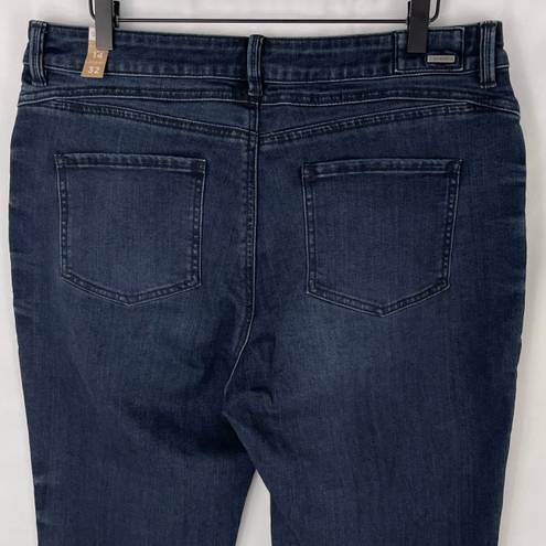 prAna New  Buxton Mid Rise Slim Boyfriend Jeans Stretch Denim Deep Blue Size 14