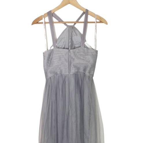 Donna Morgan  Crisscross High-Neck Bridesmaid Dress Prom Dress Gray Size US 4