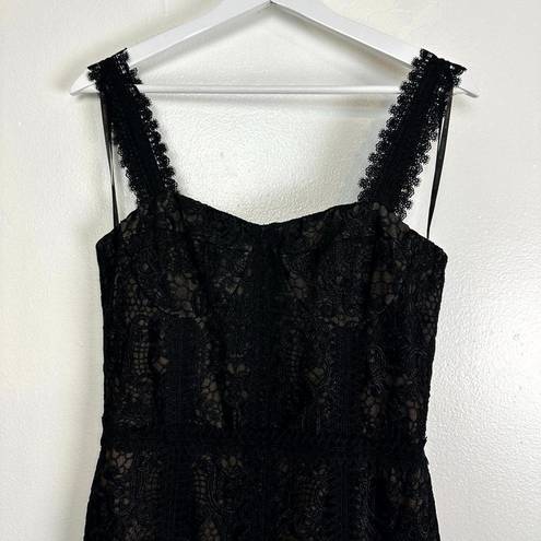 Bronx and Banco  Tiffany Lace/Ruffle Midi Dress in Black Size Medium