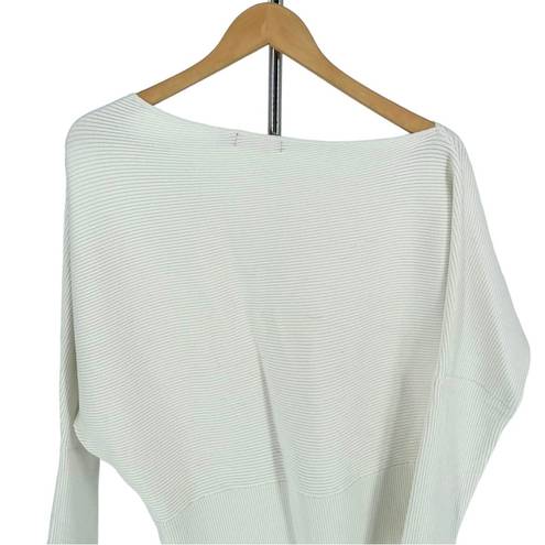 n:philanthropy  White Ribbed Off Shoulder Long Sleeve Sweater size Large