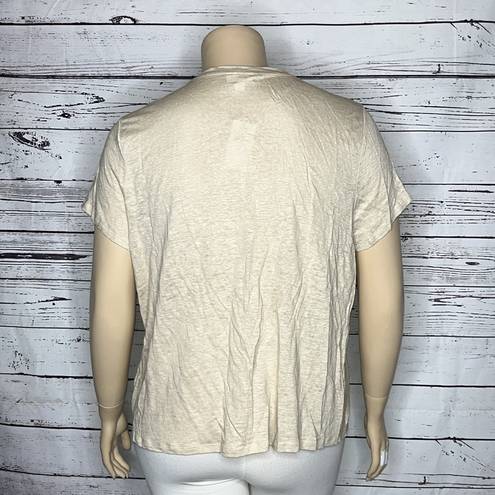 J.Jill  Love Linen NWT Size XL Flax Tan - Tie Detail 100% Linen Knit Top Shirt