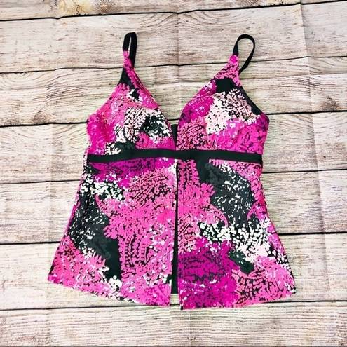 Free Country  Fly Away Pink and Grey Tankini Top Size M