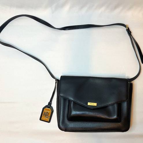 Ralph Lauren Vintage Y2K  Genuine Leather Bramley Messenger Black Crossbody Bag