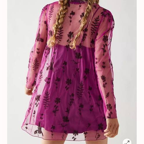 Free People Embroidered Sheer Mini Dress