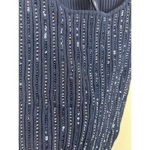 Gap Vintage  Navy Beaded And Sequin Knit Tank Top Medium Stretchy, Strappy