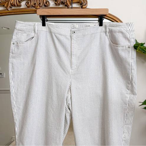 J.Jill  High Rise Full Leg Cropped Jeans Cream Textured Stripe NWT Plus Size 28