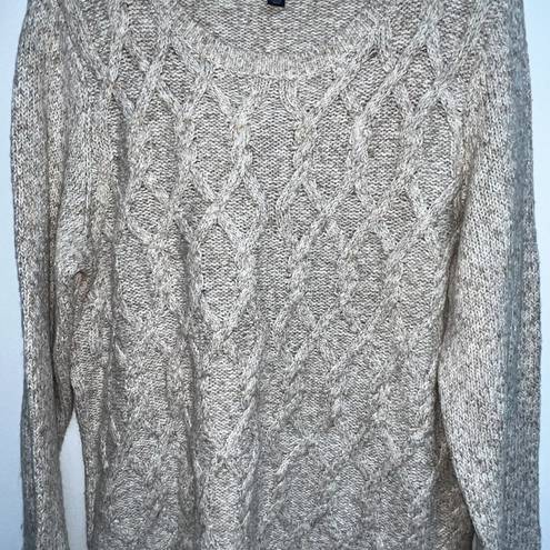 Tommy Hilfiger  Womens Sweater Size XL Oatmeal Heather Cable Knit Crew Neck