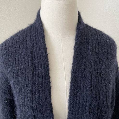 Elizabeth and James  Blue Wool Blend Oversized 3 Button Cardigan with Pockets