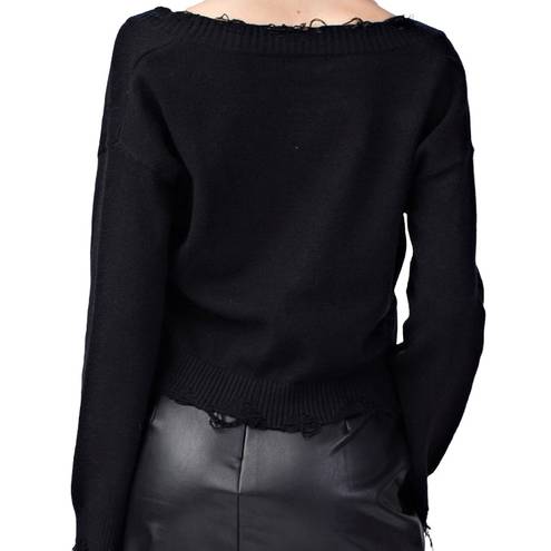 Brooklyn Karma Frayed V Neck Sweater