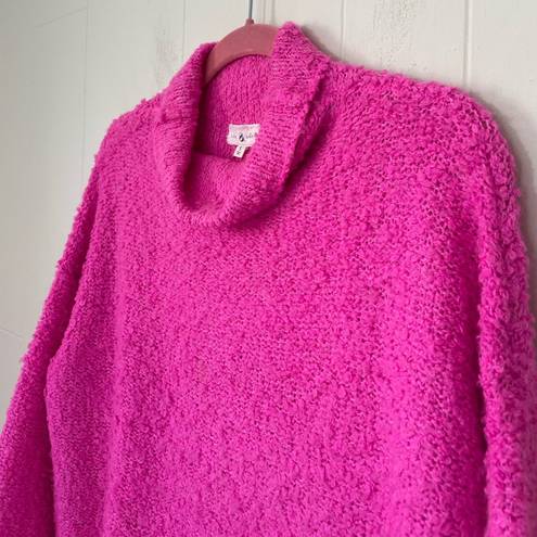 Lou & grey  Wool Alpaca Blend Barbie Pink Fuzzy Turtleneck Sweater ~ Size S