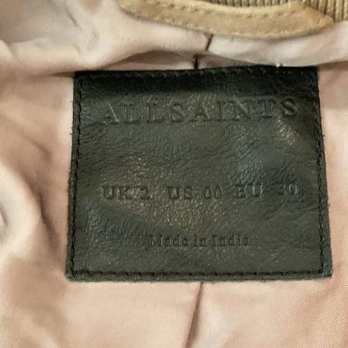 All Saints | Craddock Suede Bomber Jacket Size 00