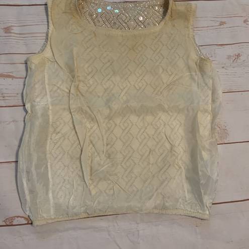 Krass&co I.Magnin & .100% Wool Womens Beaded Sleeveless Blouse Cream Size 38