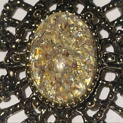 INC Vintage 11 W 30 ST . stamped sparkly stone oval pendant