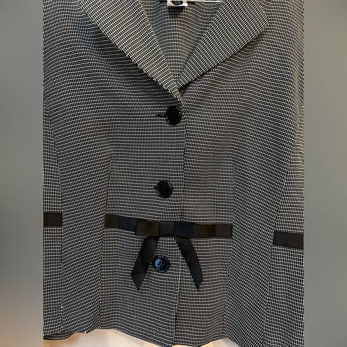 Houndstooth Vintage Sweet Suit Women’s Plaid  Long Sleeve Blazer Bow Jacket 16W