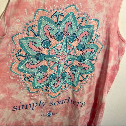 Simply Southern  Tie Dye Tank Top Pink Teal M