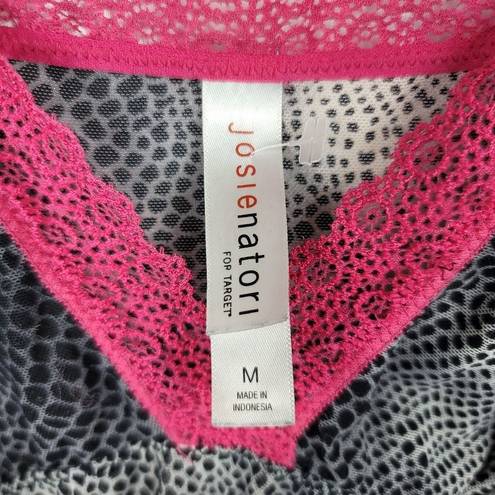 Natori Jose  Black And Grey Patterned Cami With Hot Pink Accents Size M