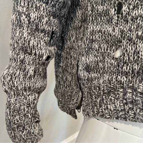 Vintage Havana  Marled Gray Distressed Side Zippers Slouch Sweater