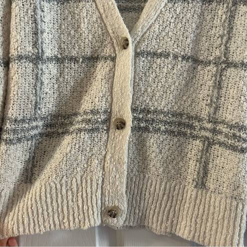 Joie  Plaid Cardigan Chunky Knit Sweater Cap Sleeve