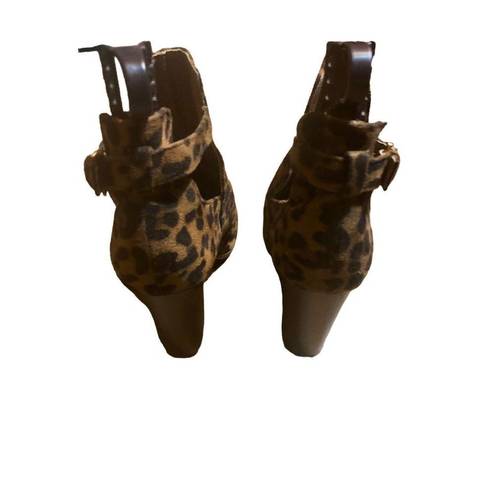 Bella Marie  suede cheetah booties with open toe