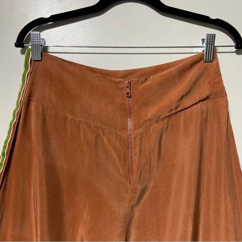 Tribe Kelley  Staff Bells Rust Orange Flare Pants with Green Stripe Size Large