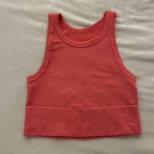 Athletic Cropped Ribbed Tank Pink