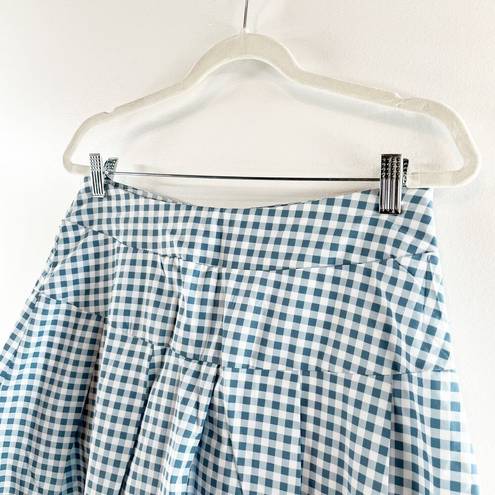 Kyodan  Gingham Plaid Pattern Picnic Battle Pleated Golf Skort Skirt Blue Medium