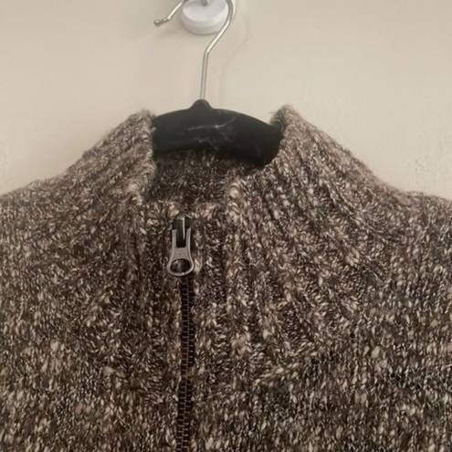 J.Jill  Brown Mock Neck Zip Up Sweater Vest Wool Alpaca Blend