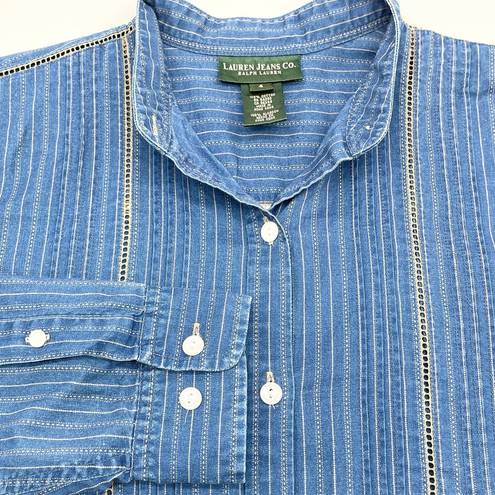 Krass&co VINTAGE Lauren Jeans . Ralph Lauren Womens 4 Denim Shirt Stripe Button Front