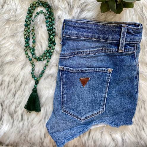 Guess Embroidered Blue Denim Shorts