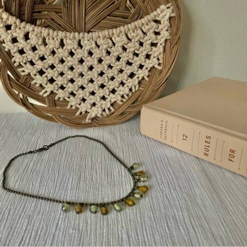 American Vintage Vintage “Saratoga” Brown Drop Bead Necklace Bohemian Tan Cream Gray Neutral