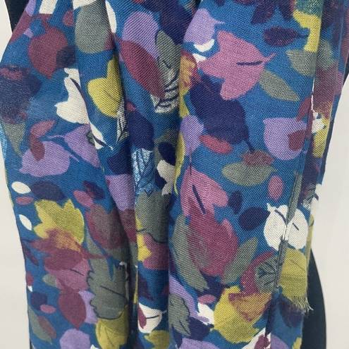 Edge Womens Leaf Print Frayed  Lightweight Scarf Multicolor Size 72” x 28”