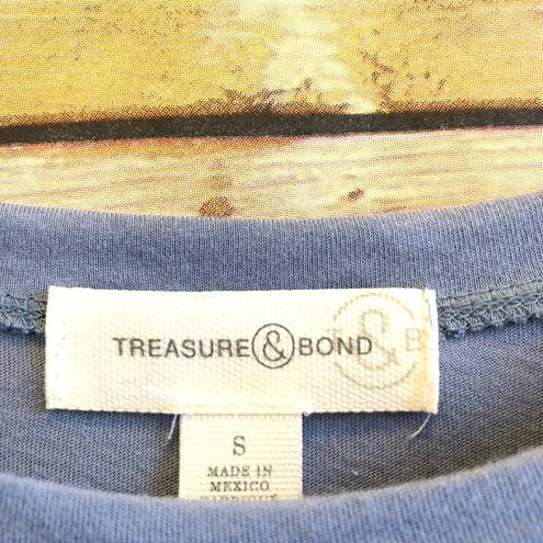 Treasure & Bond  Blue Ruched Keyhole Short Sleeve Tee Size Small NWT