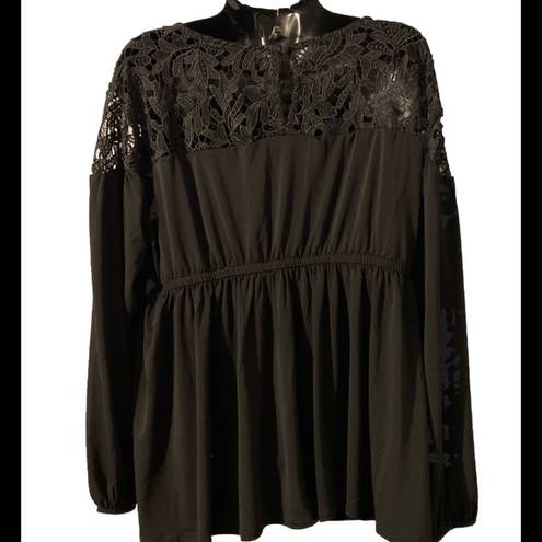 Torrid  Blouse Floral Lace Top Black 2X